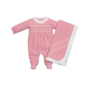 Saída Maternidade com Manta Malha Tricot