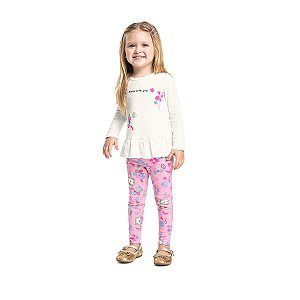 Conjunto Blusa Malha e Calça Leggin em Cotton
