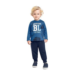 Conjunto Camiseta Meia Malha e Calça Moletom Sem Felpa