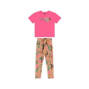 Conjunto Blusa Meia Malha e Legging Cotton Pink