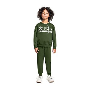 Conjunto Blusão e Calça Moletom Sem Felpa Verde