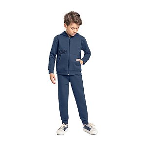 Conjunto Jaqueta e Calça em Moletom Azul Escuro