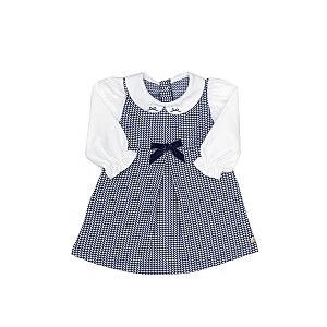 Body Vestido em Malha Jacquard Azul Marinho
