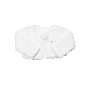 Bolero em Pelucia Macia com Fechamento em Pompom Branco