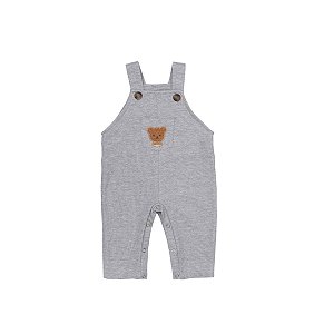 Jardineira em Moletom Comfort com Bordado Cinza