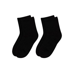 Meia Bebê Lisa Algodão Kit com 2 Pares Cores Diversas