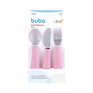 Kit 3 Talheres Buba Zoo Rosa