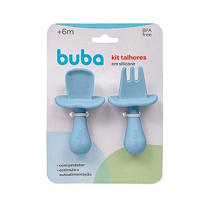 Kit Talheres em Silicone Azul