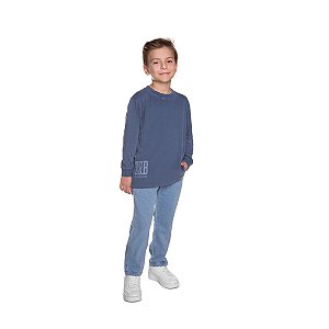 Camiseta URB Meia Malha Estonada Azul Vintage