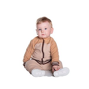 Conjunto Fleece Jaqueta e Calça Plush Buckle Bege