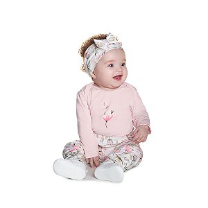 Conjunto Florescer Body Malha Térmica Calça e Faixa Malha