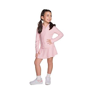 Conjunto Girl Jaqueta e Saia Fit Shorts Malha Proteção UV
