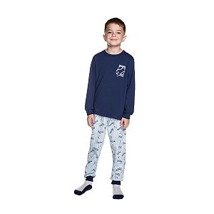 Pijama Baseball Camiseta e Calça Meia Malha