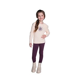 Conjunto Naturalidade Blusa e Legging Cotton Bege