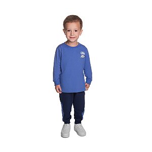 Conjunto Pole Position Camiseta Moletom sem Felpa Azul Capri