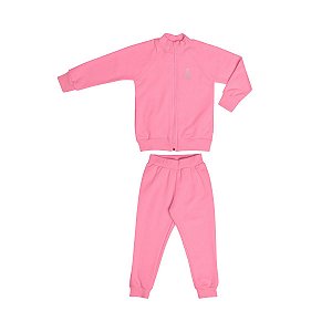Conjunto Ponto Flor Jaqueta e Calça Moletom Rosa Fabula