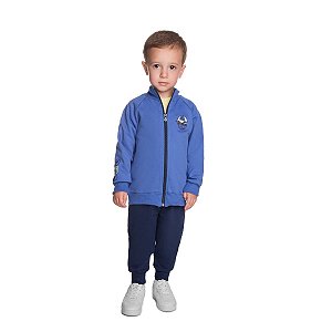 Conjunto Soccer Jaqueta e Calça Moletom Azul Capri