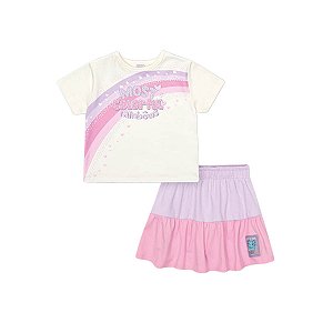 Conjunto Infantil Blusa e Saia Shorts Off White Most Colorful