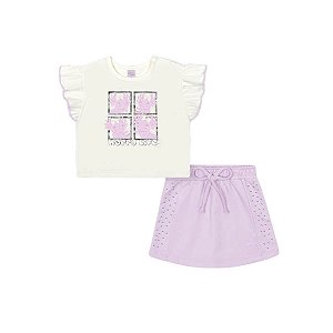 Conjunto Infantil Blusa e Short Saia Lilás