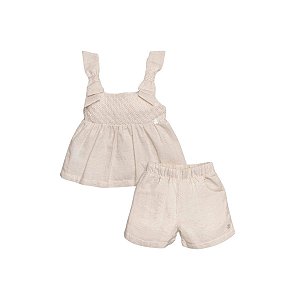 Conjunto Bata Manga Curta e Short Maquinetado