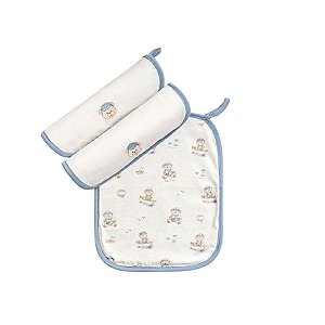 Kit 3 Fraldinhas Malha de Boca com Prendedor de Chupeta Menino