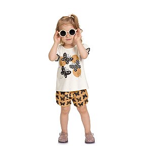 Conjunto Infantil Menina Blusa e Short Borboletas