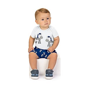 Conjunto Bebê Menino Body e Short Estampa Zebra