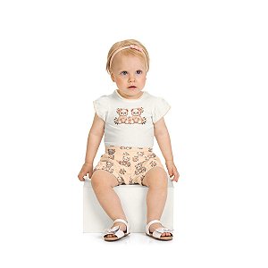 Conjunto Infantil Body e Short Estampa Ursinhos