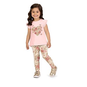 Conjunto Infantil Blusa e Legging Estampa Floral