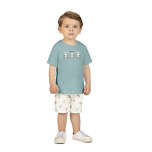 Conjunto Infantil Camiseta e Bermuda Beach Verde