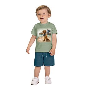 Conjunto Infantil Camiseta e Bermuda Cachorro Verde