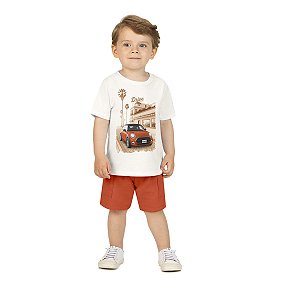 Conjunto Infantil Camiseta e Bermuda Cargo Carro