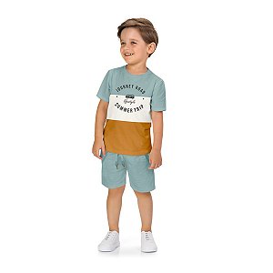 Conjunto Infantil Camiseta e Bermuda Summer Trip Verde