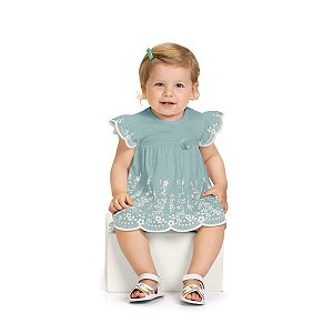 Vestido Body Infantil Floral Estampado Verde