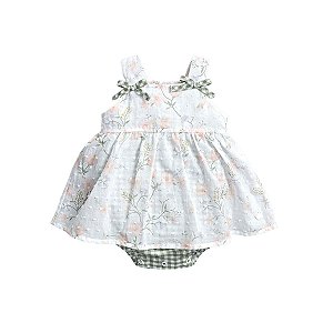 Macacão Curto em Voil Floral com Laços