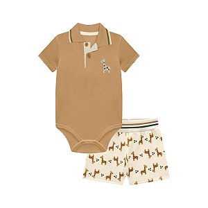 Conjunto Bebê Kyly Body e Bermuda Moletom