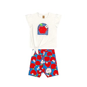 Conjunto Blusa e Bermuda em Cotton Estampado