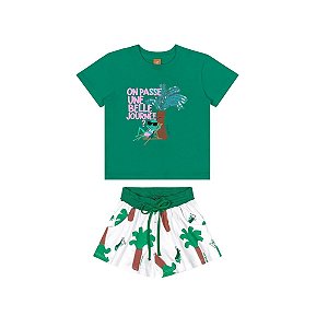 Conjunto Blusa e Short em Meia Malha Verde