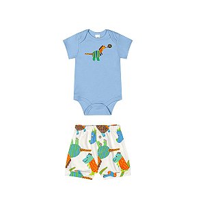 Conjunto Body e Short em Suedine Estampado