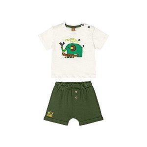 Conjunto Camiseta e Bermuda Moletom Off White