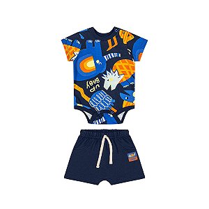 Conjunto Body Malha e Bermuda Moletom sem Felpa