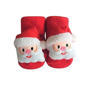 Meia Sapatinho Antiderrapante Papai Noel Vermelho