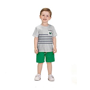 Conjunto Infantil Milon Camiseta e Bermuda Mescla White