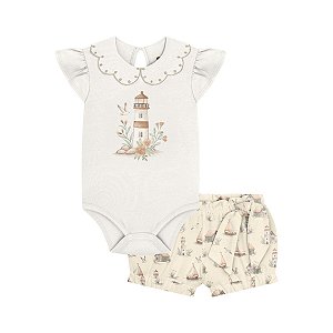 Conjunto Bebê Milon Cotton Off White com Bordado