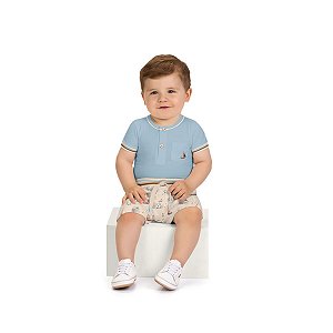 Conjunto Bebê Milon Body e Bermuda Azul Grécia