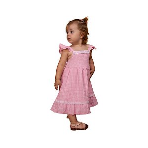 Vestido Infantil Brunisa Brisa Rosa Vichy