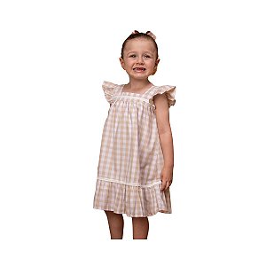 Vestido Infantil Brunisa Vichy Areia