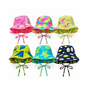Chapéu de Praia Bebê Fofotinhos Neon Print Proteção UV
