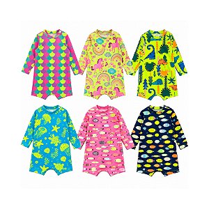 Macaquinho Infantil Fofotinhos Neon Print Proteção UV