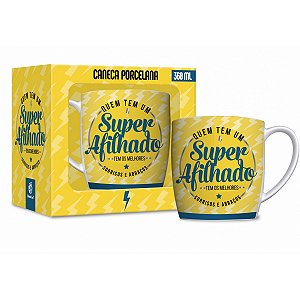 Caneca Porcelana Super Afilhado Urban 360ml - Brasfoot